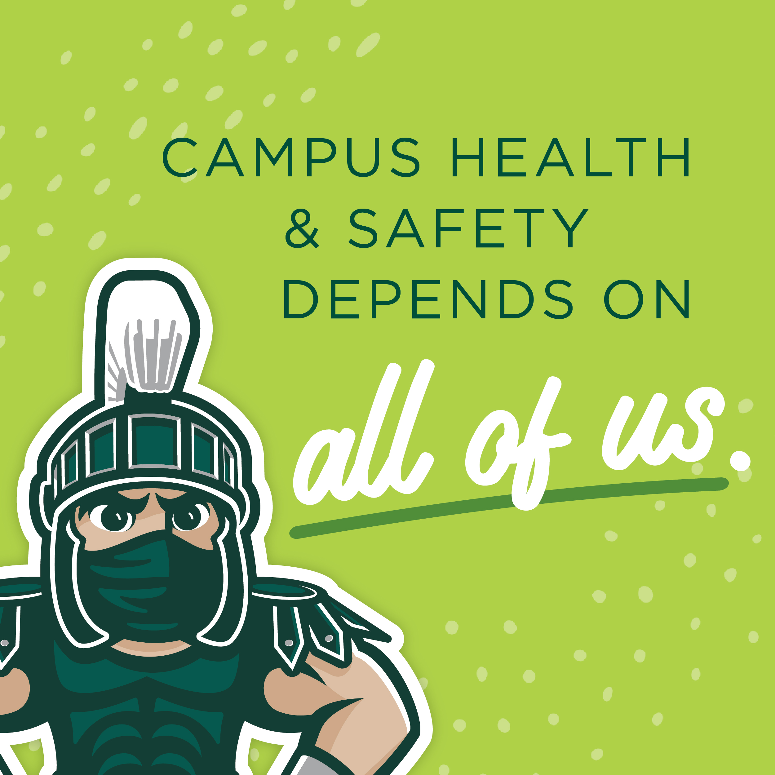 "Stay Safe" Graphic with Masked Sparty